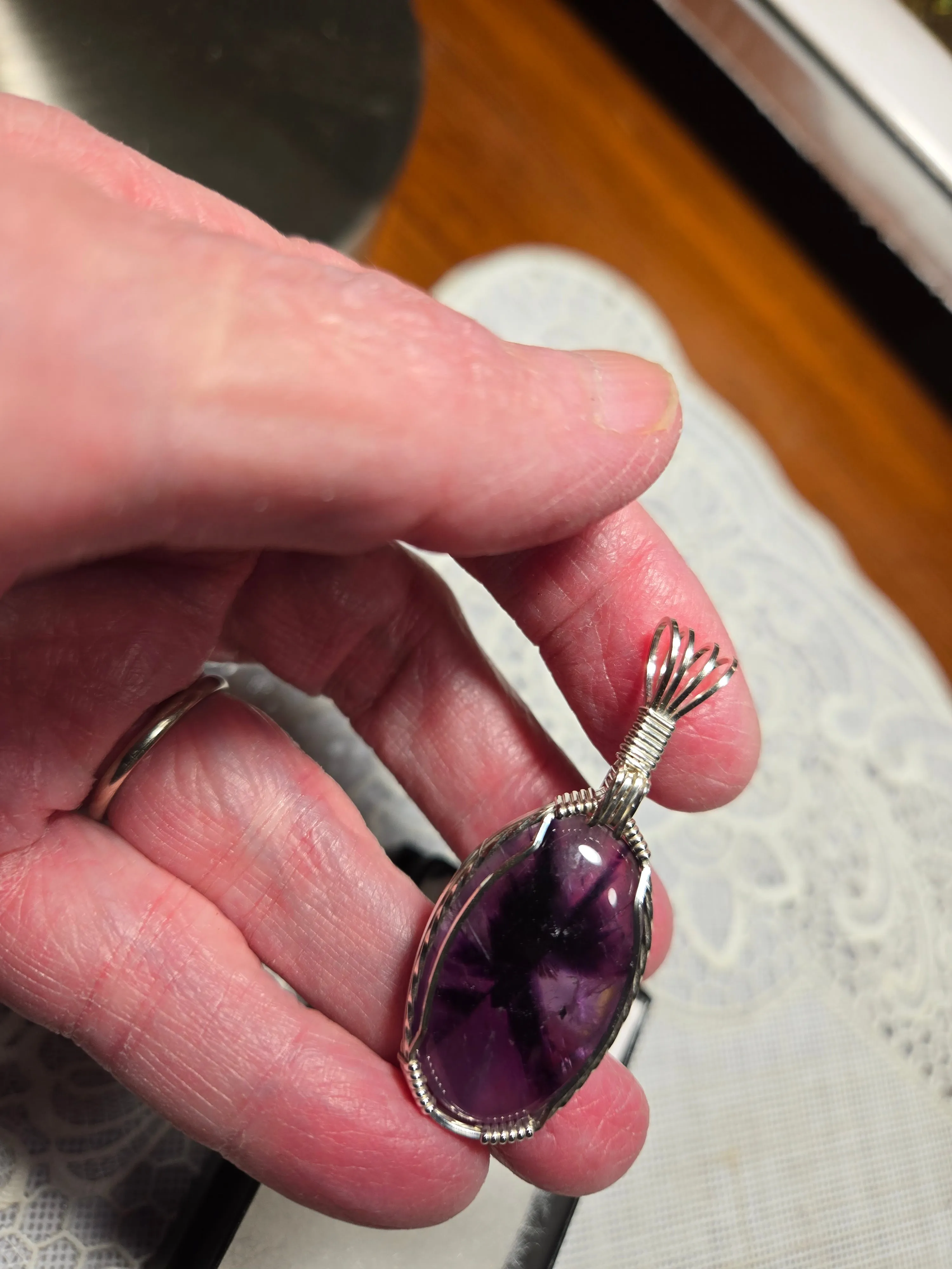 Custom Wire Wrapped Atomic Amethyst Necklace/Pendant Sterling Silver