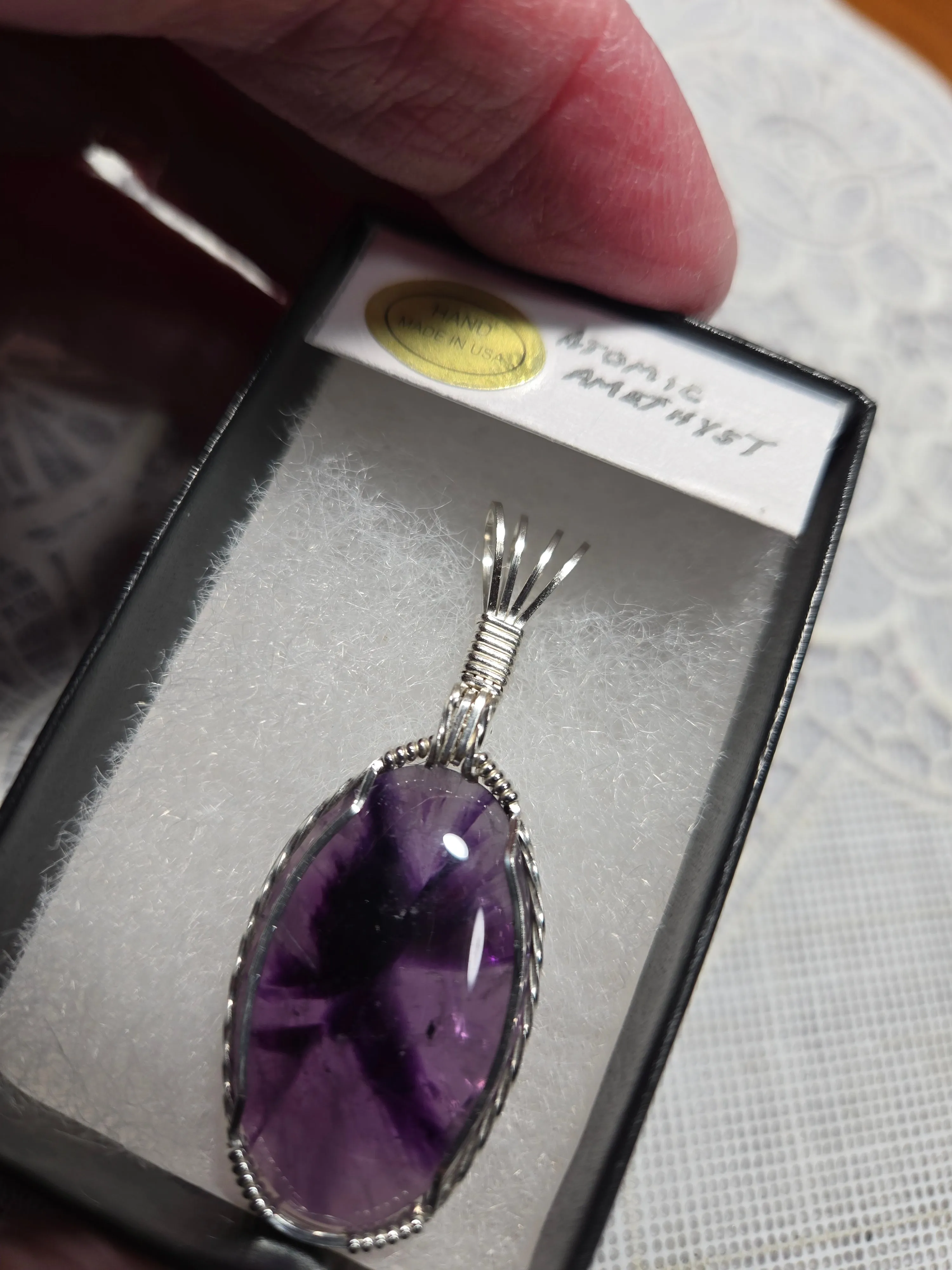 Custom Wire Wrapped Atomic Amethyst Necklace/Pendant Sterling Silver
