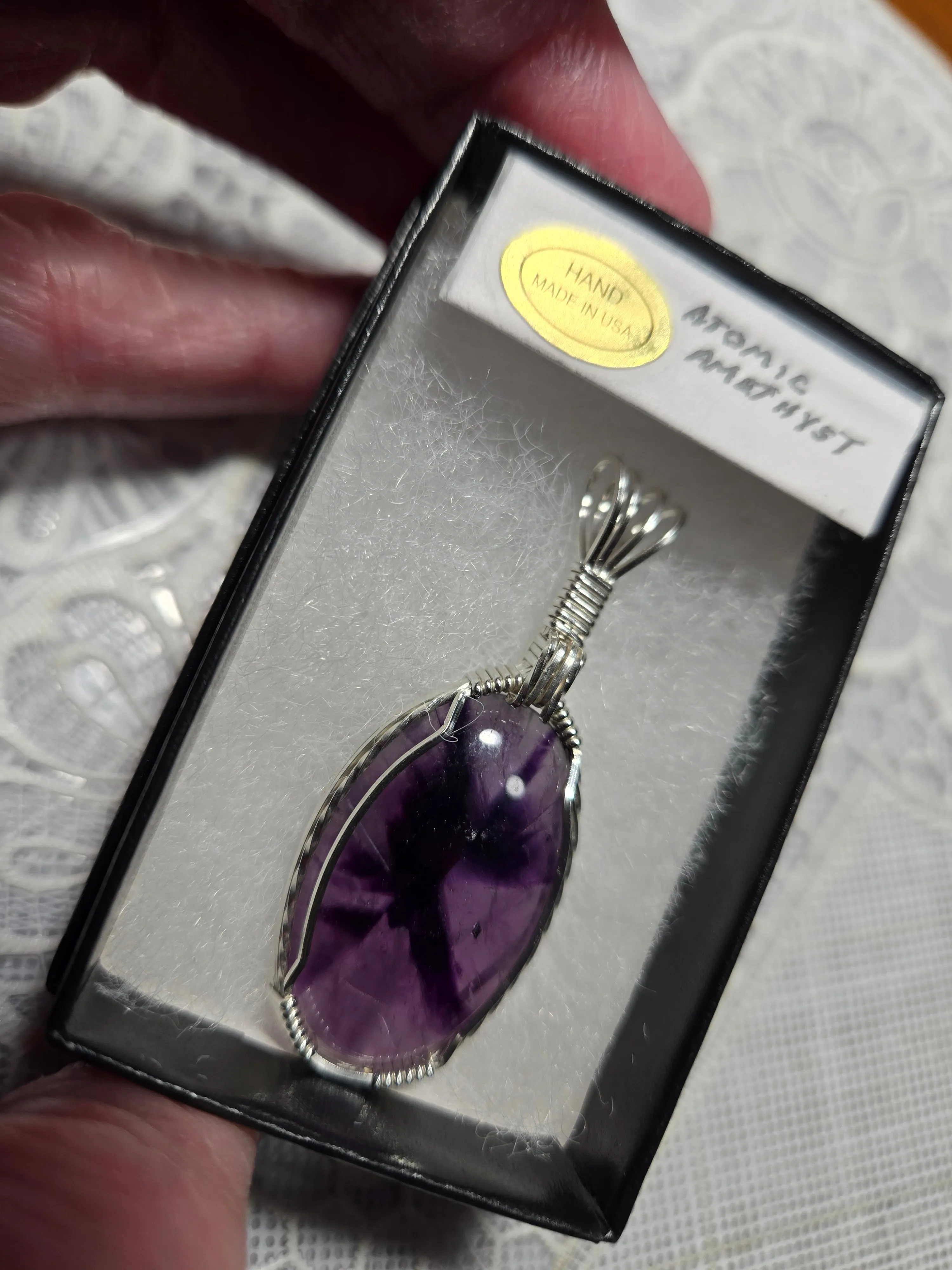 Custom Wire Wrapped Atomic Amethyst Necklace/Pendant Sterling Silver