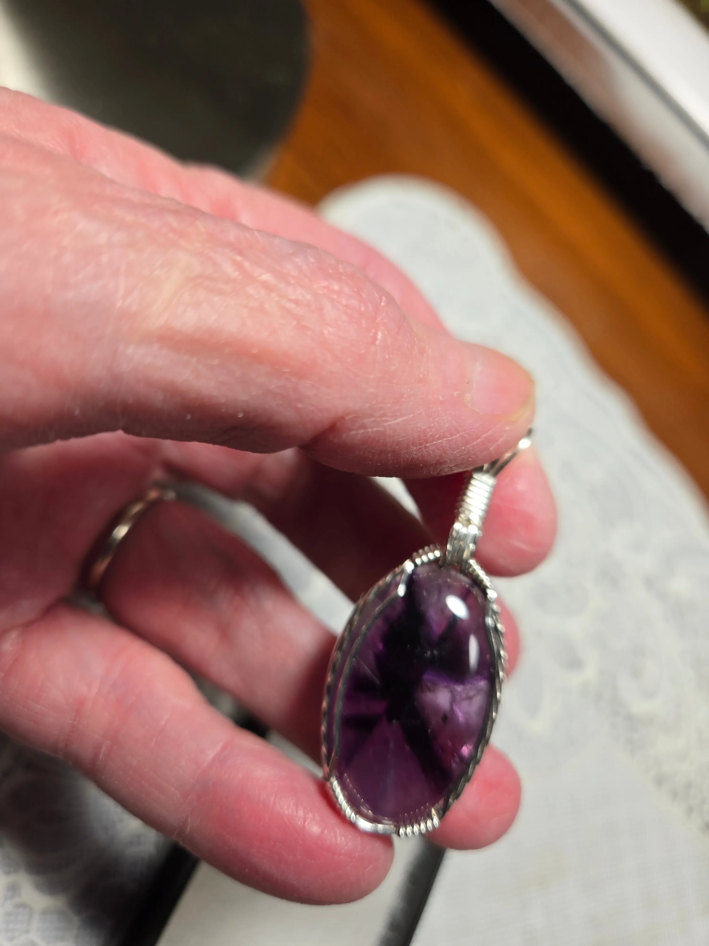 Custom Wire Wrapped Atomic Amethyst Necklace/Pendant Sterling Silver
