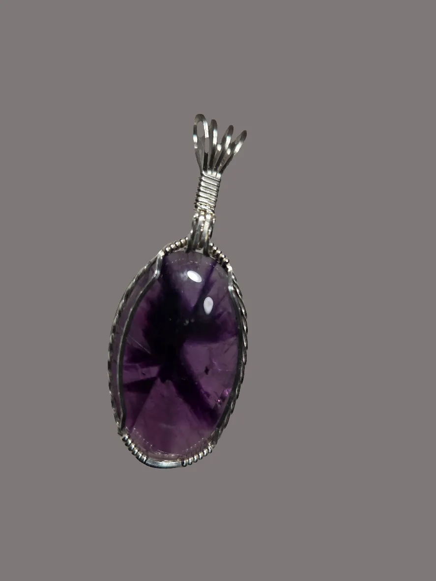Custom Wire Wrapped Atomic Amethyst Necklace/Pendant Sterling Silver