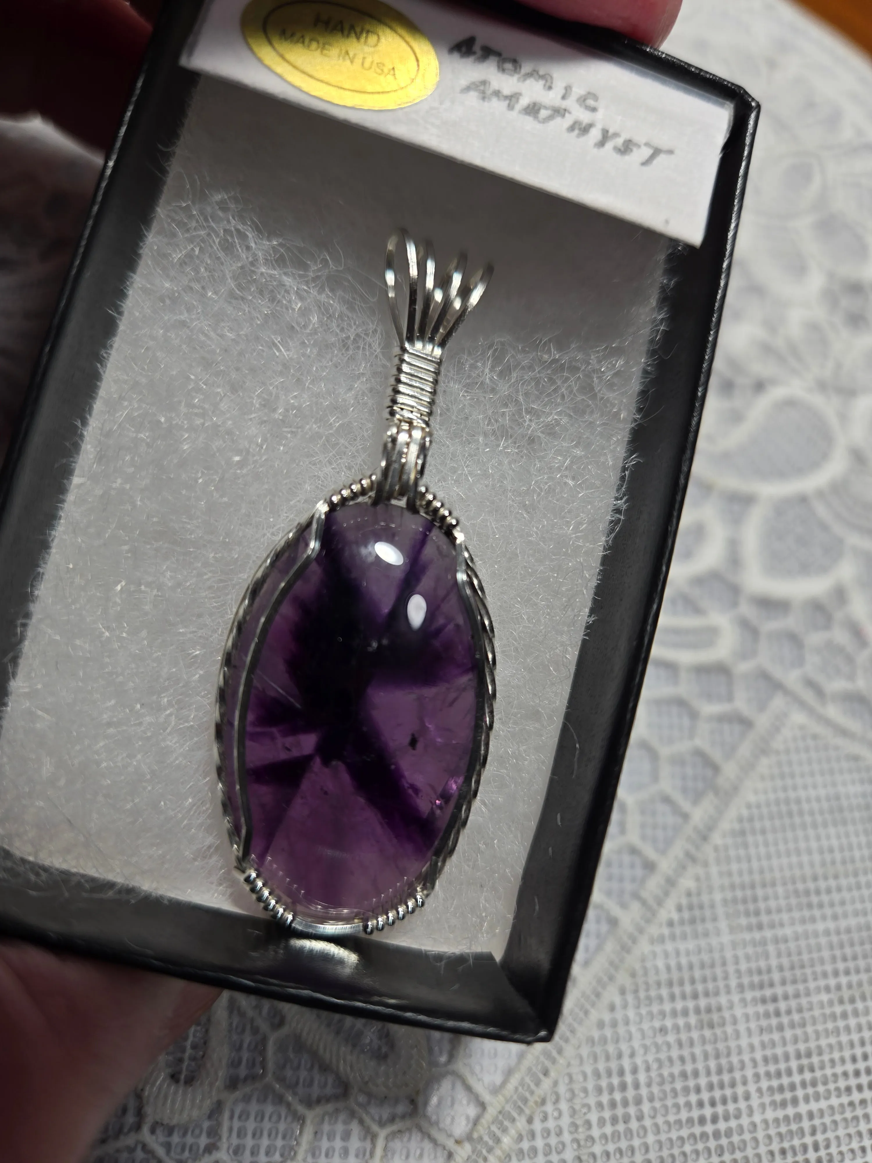 Custom Wire Wrapped Atomic Amethyst Necklace/Pendant Sterling Silver