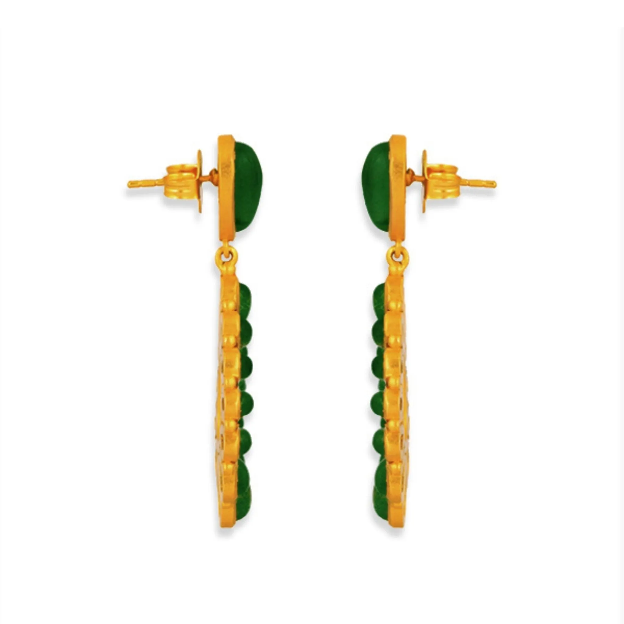 Desert Rain Drop Earrings - Green Strawberry Quartz
