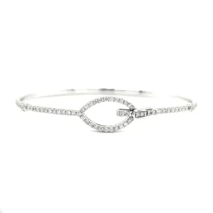 Diamond Buckle Bangle Bracelet with 0.88CTW of Diamonds in 14K White Gold