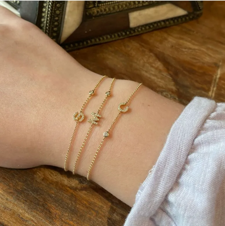 Diamond "S" Initial Bracelet