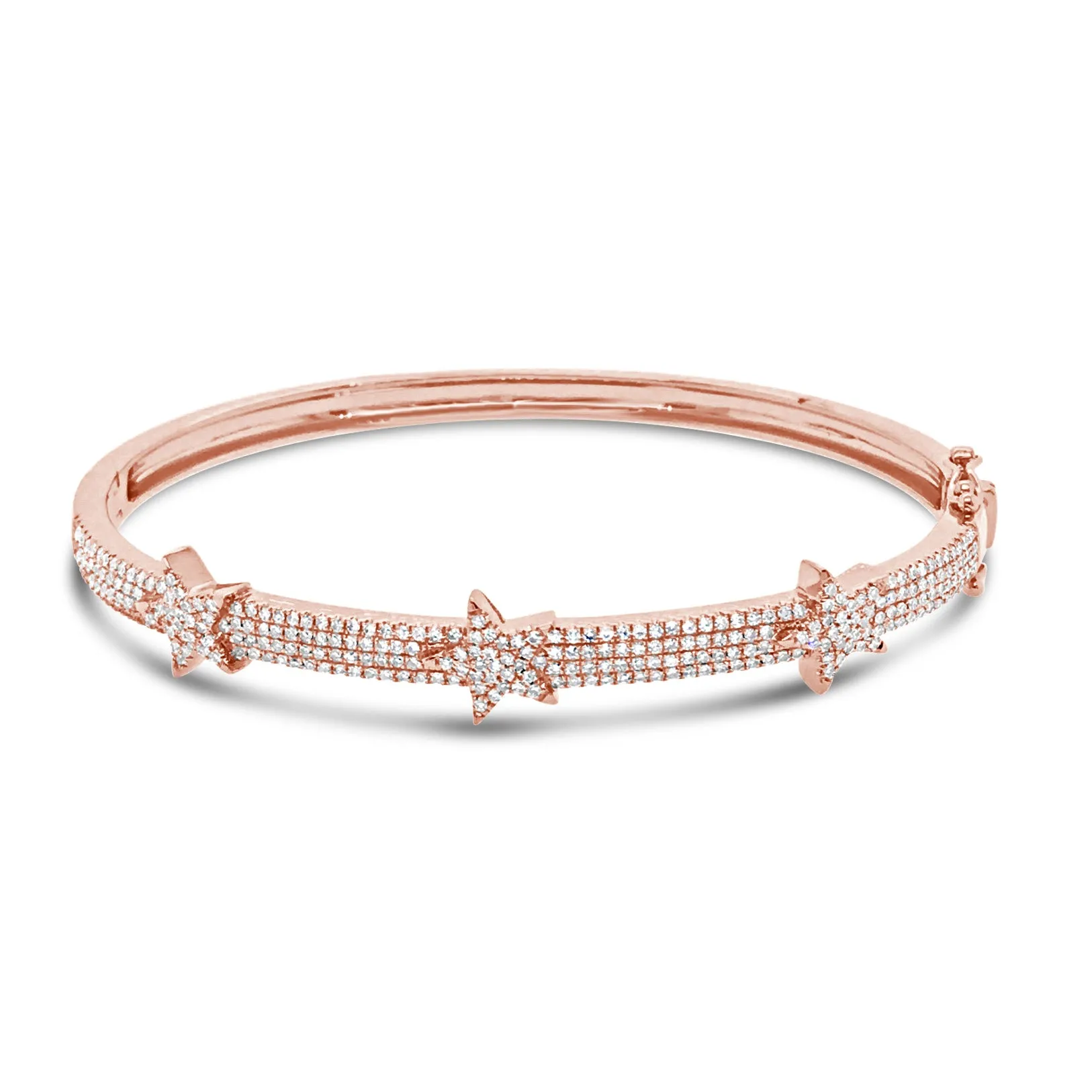 Diamond Tri-Star Bangle Bracelet