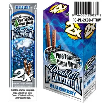 Double Platinum 2X Blueberry Blunt Cigar Wraps 15ct Box