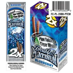 Double Platinum 2X Blueberry Blunt Cigar Wraps 15ct Box