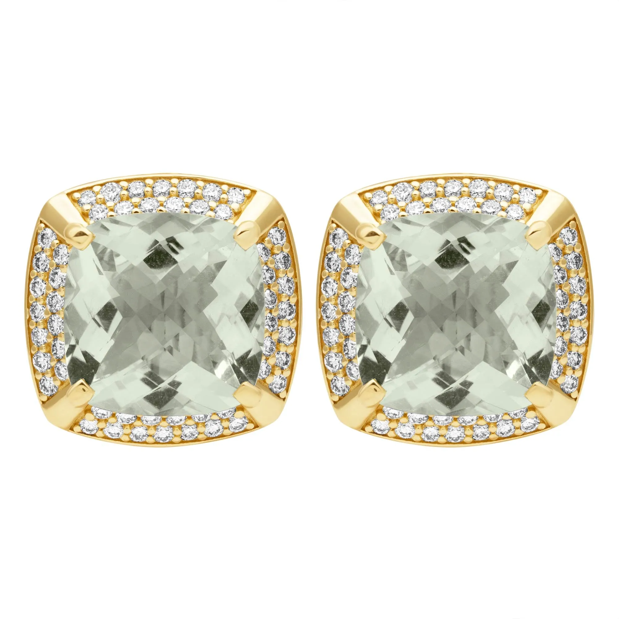 Earrings - Green Quartz And Diamond