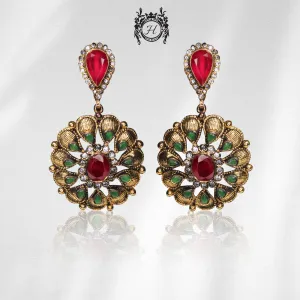 Earrings in Chetum, Jade and Zircons