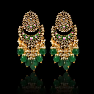 Earrings in Jade, Pearl and Kundhan