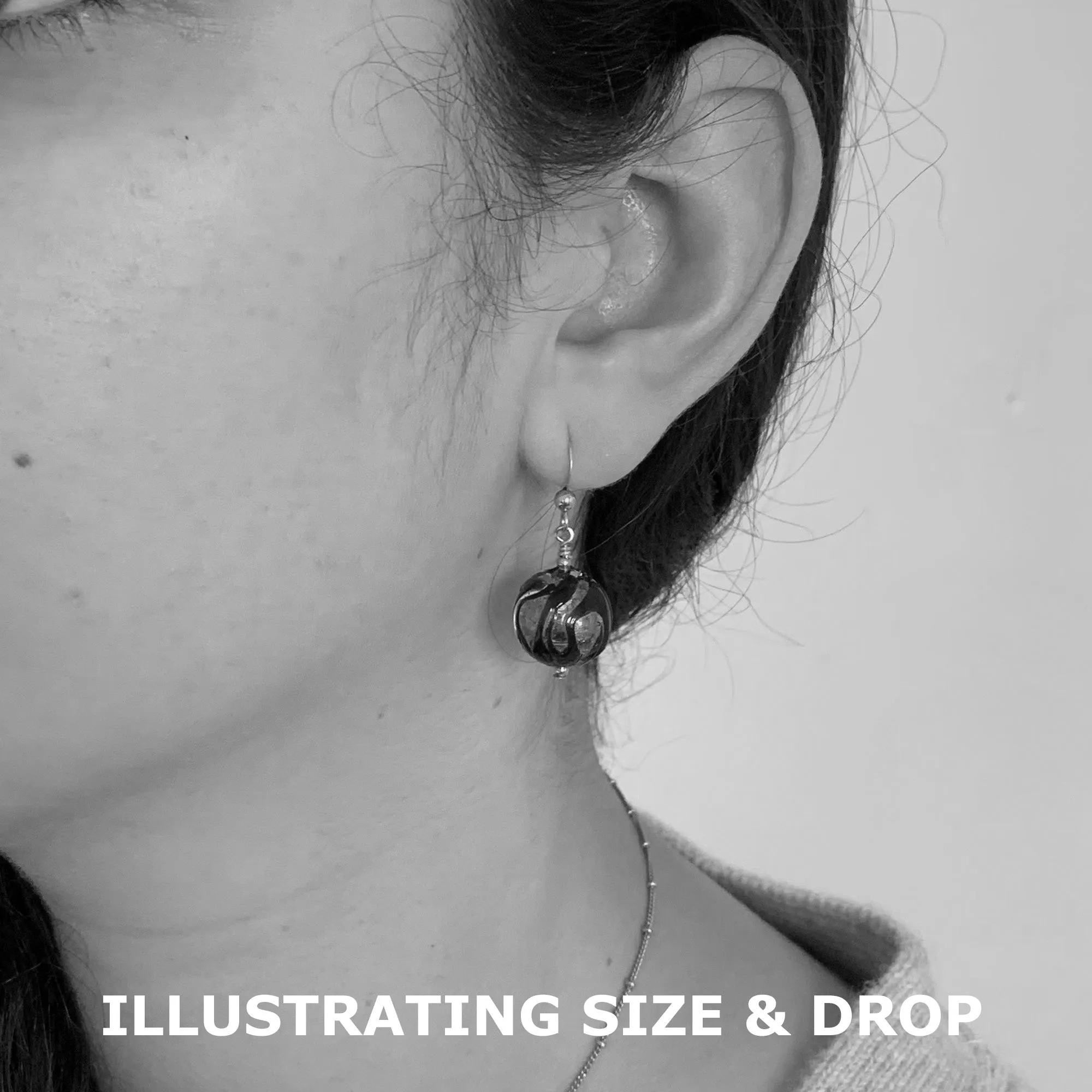 Earrings with teal (green, jade) over gold Murano glass small sphere drops