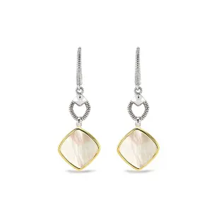 Eternity Drop Earrings with Mother of Pearl and 18K Gold