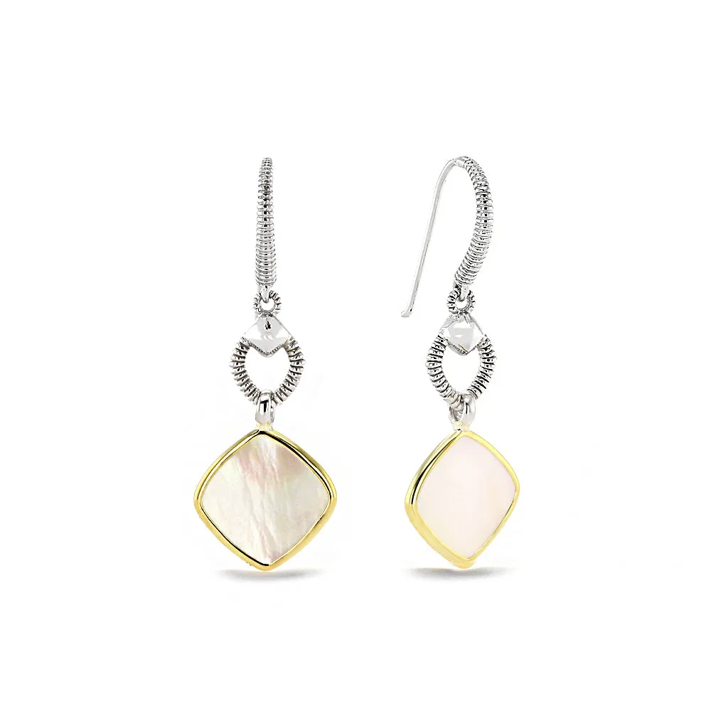 Eternity Drop Earrings with Mother of Pearl and 18K Gold