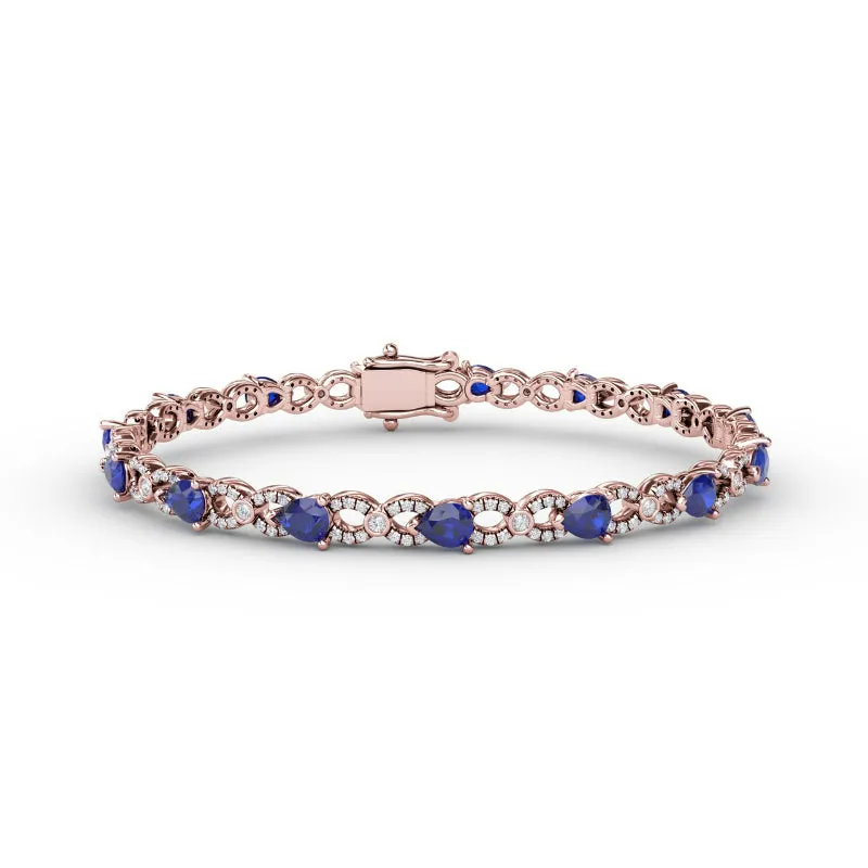 Fana Sapphire and Diamond Pear Shape Bracelet