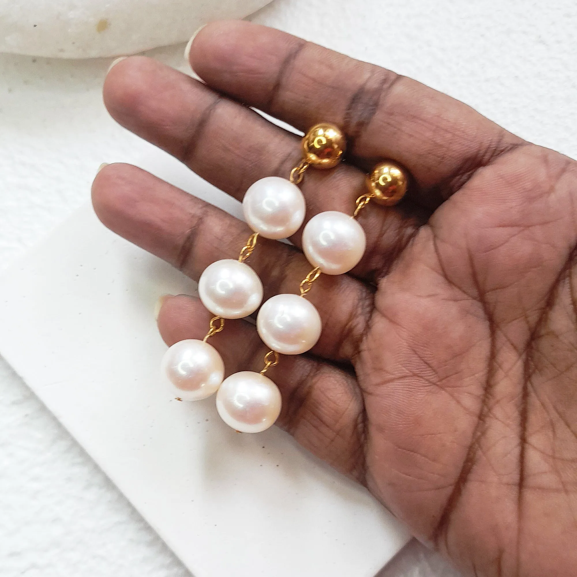 Freshwater pearl drop earrings for Modern and  Boho Brides