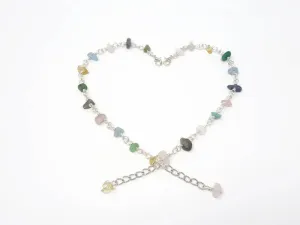 Gemstone Bracelet - MIxed Gemstone Rosary Bracelet. Adjustable. Aquamarine, Rose Quartz, Amethyst