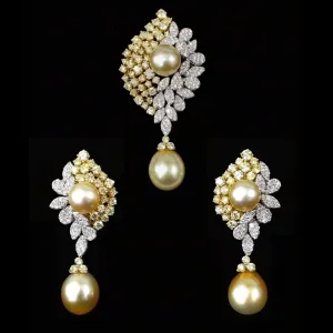 Genesis Pearl and Diamond Earrings