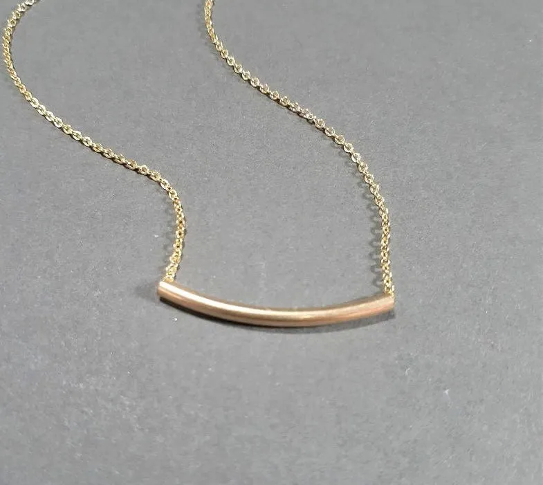 Gold Filled Tube Bar Necklace - Fidget Necklace