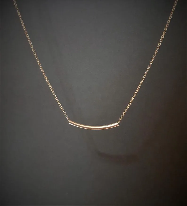 Gold Filled Tube Bar Necklace - Fidget Necklace
