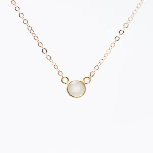 Gold Moonstone Comini Circle Stone Necklace
