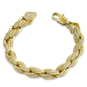 Gold Rope 10MM CZ Bling Bling Bracelet