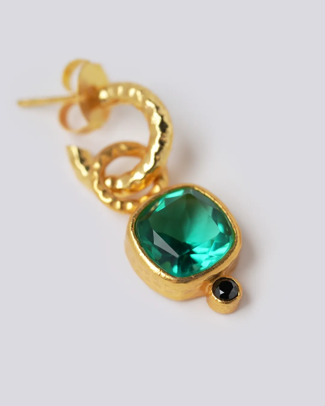 Green Charm Hoop Earrings
