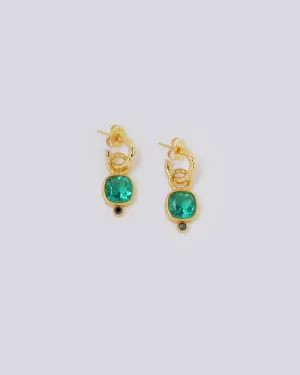 Green Charm Hoop Earrings