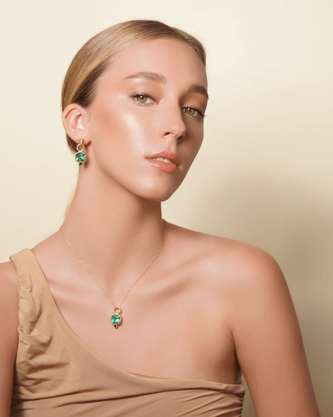 Green Charm Hoop Earrings