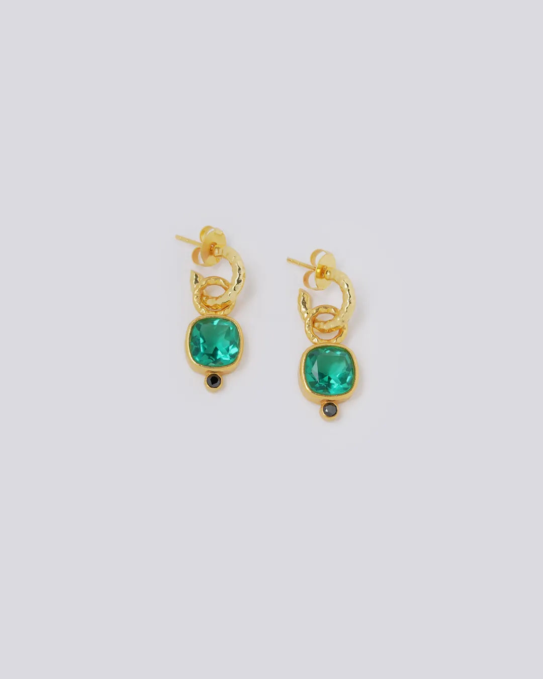 Green Charm Hoop Earrings