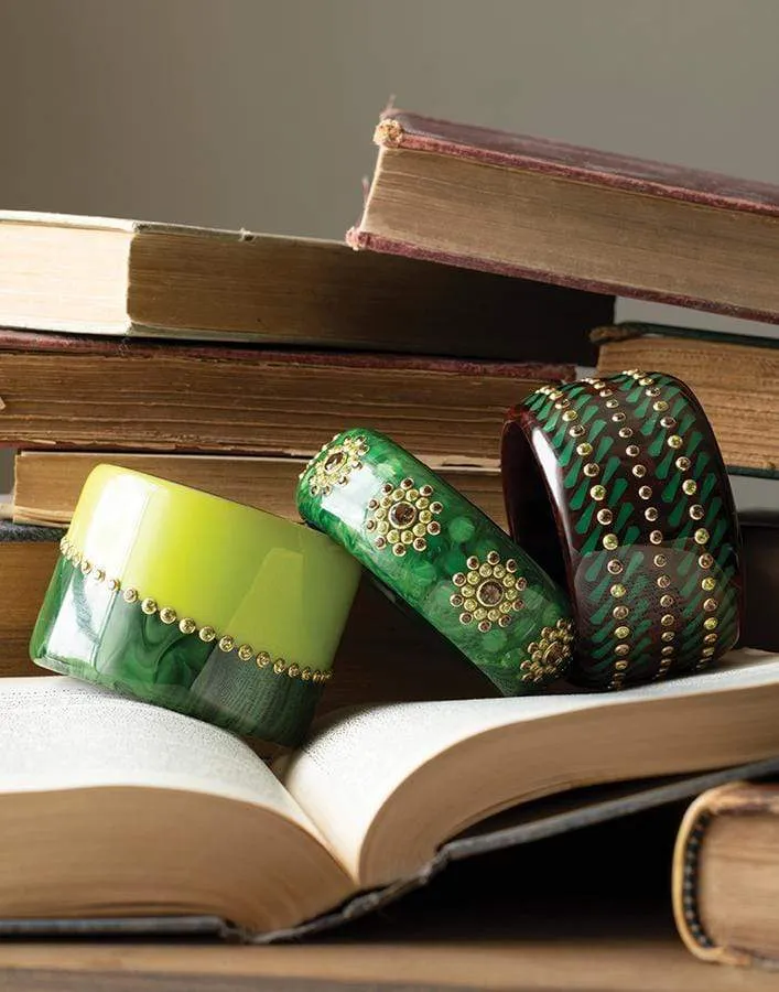 Green Gemstone Bakelite Bangle