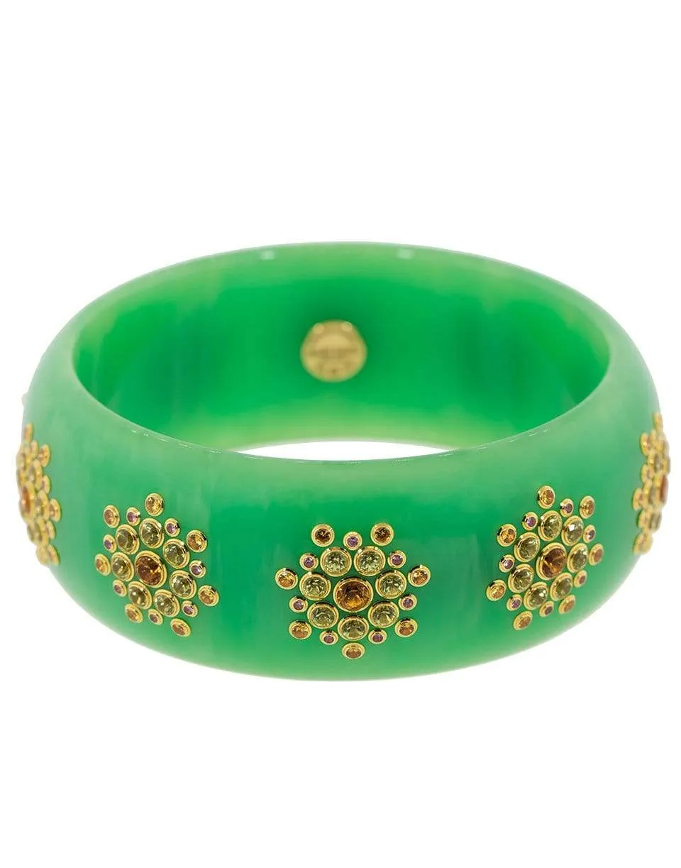 Green Gemstone Bakelite Bangle