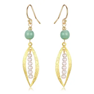 Green Jade Drop Pearl Earrings