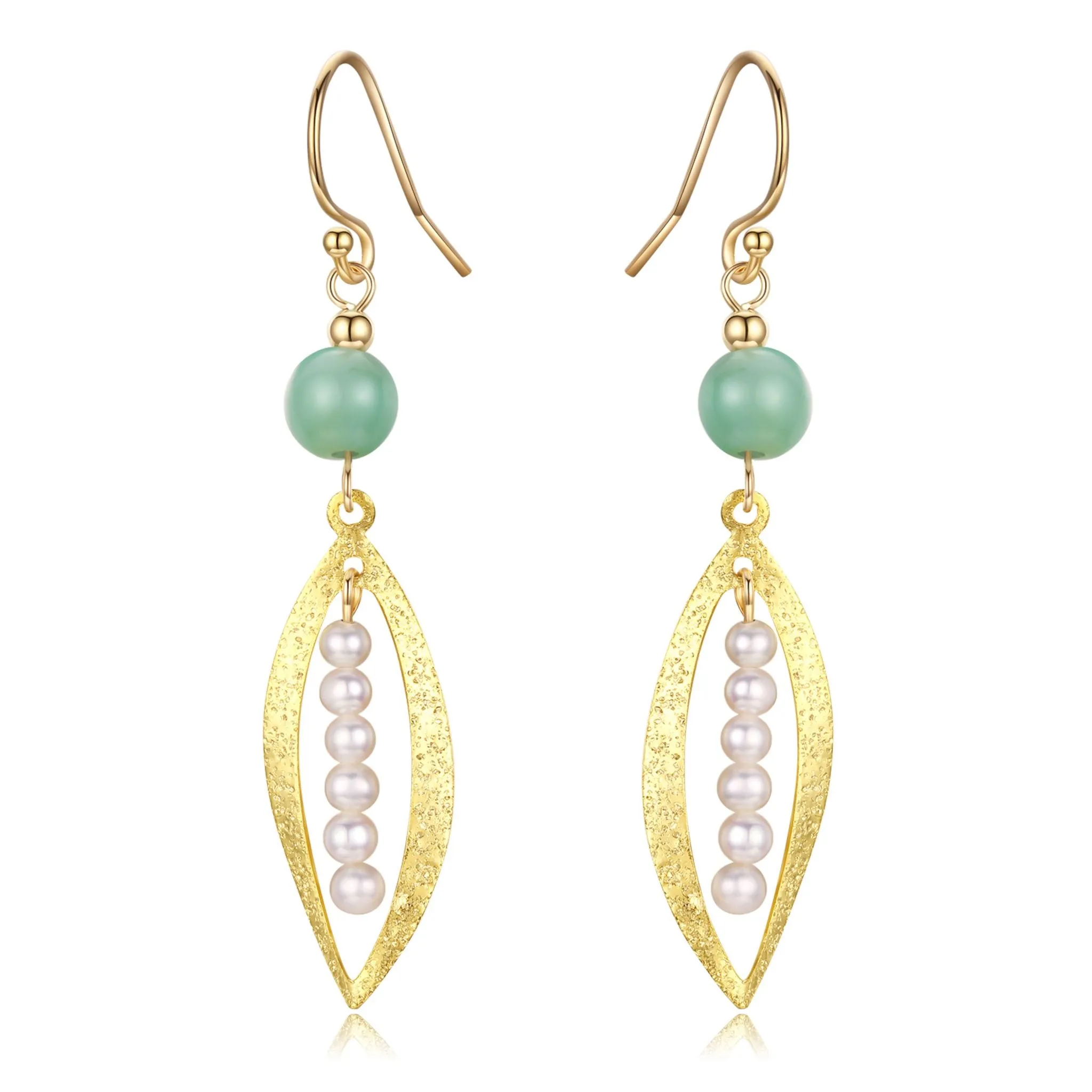 Green Jade Drop Pearl Earrings