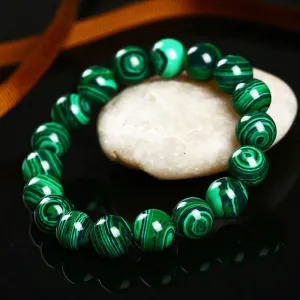 Green Malachite Crystal Bracelet - Round - Crystal Jewelry, Gemstone Bracelet, Unique Gift, Beaded Bracelet, Man, Woman, Mens, Healing