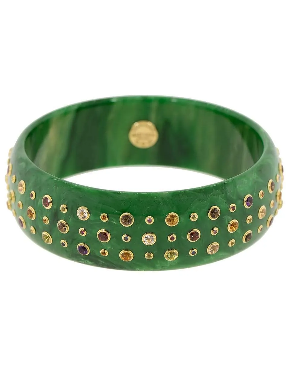 Green Multi Gemstone Bakelite Bangle