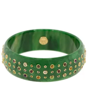Green Multi Gemstone Bakelite Bangle