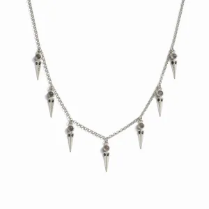 Grey Moonstone Spike Collar Necklace