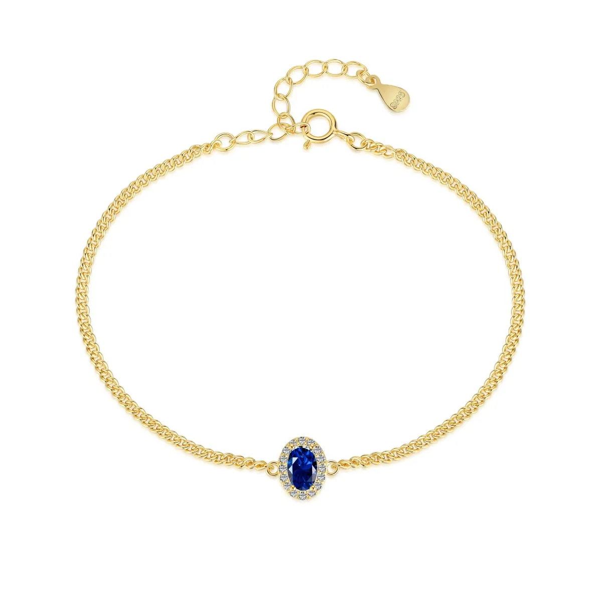 Halo Oval Blue Solitaire Bracelet