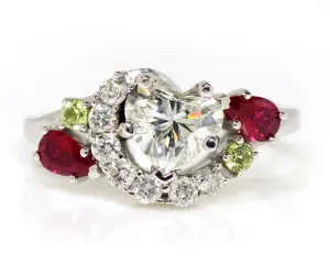 Heart Diamond Ruby Family Ring Redesigned
