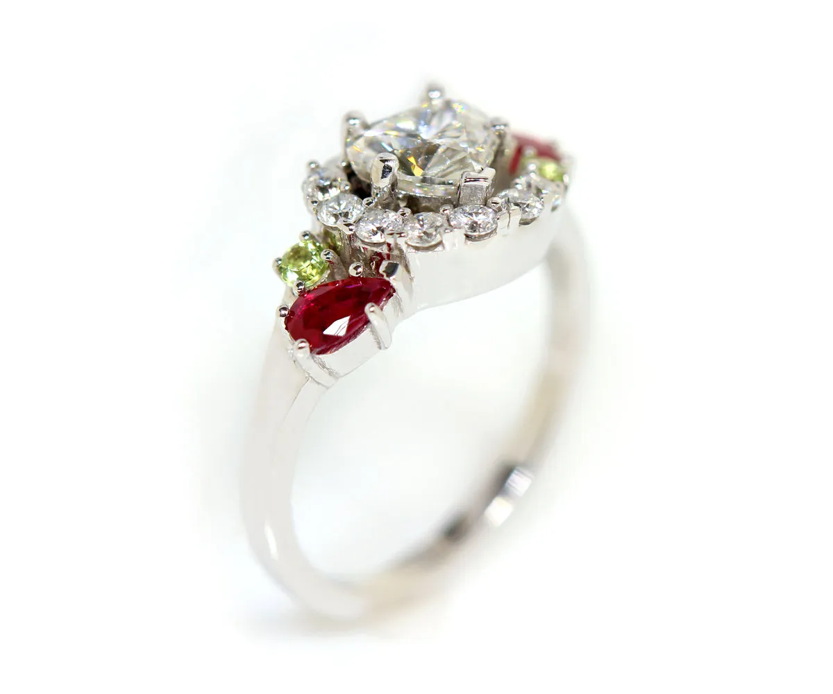 Heart Diamond Ruby Family Ring Redesigned