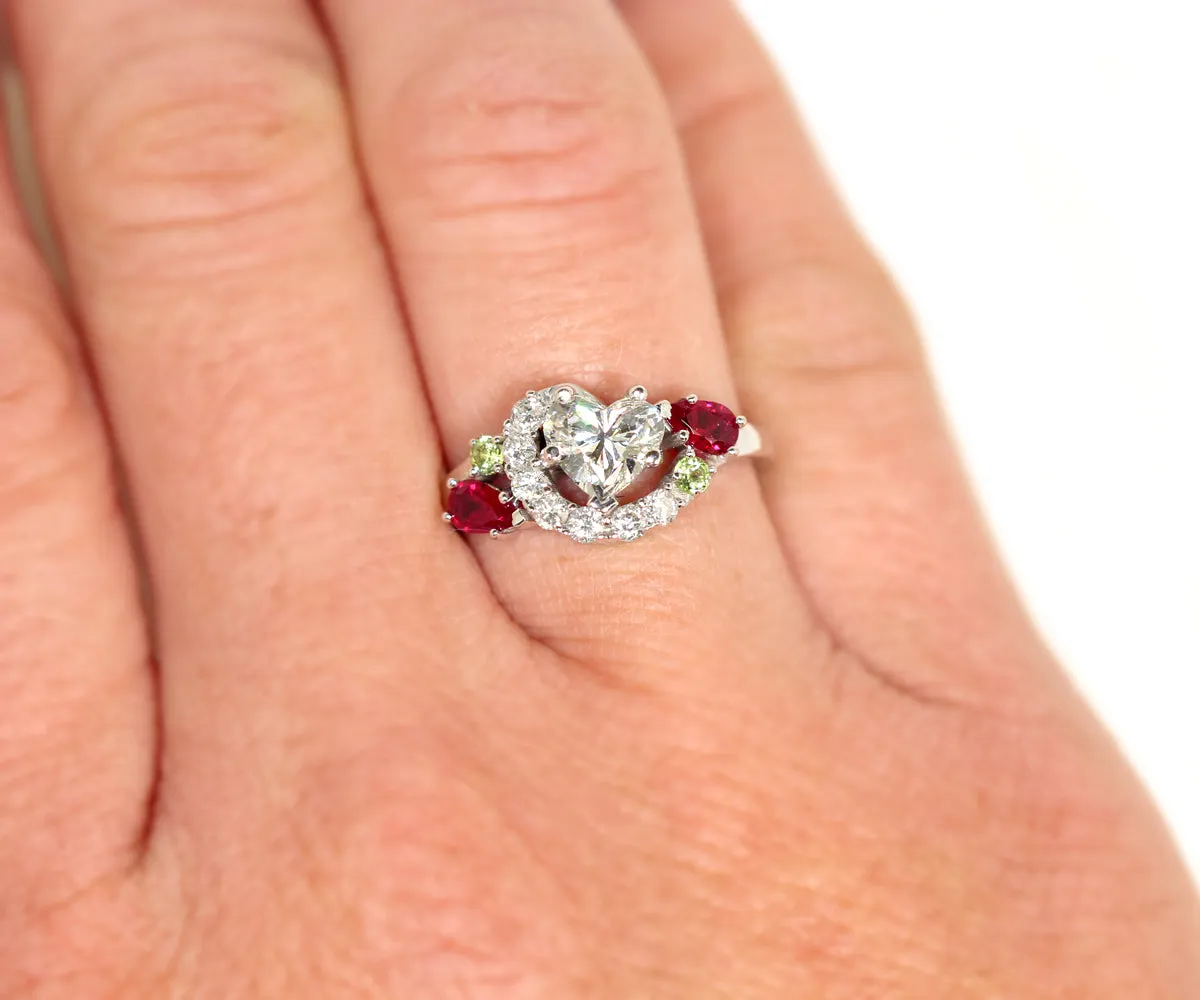Heart Diamond Ruby Family Ring Redesigned