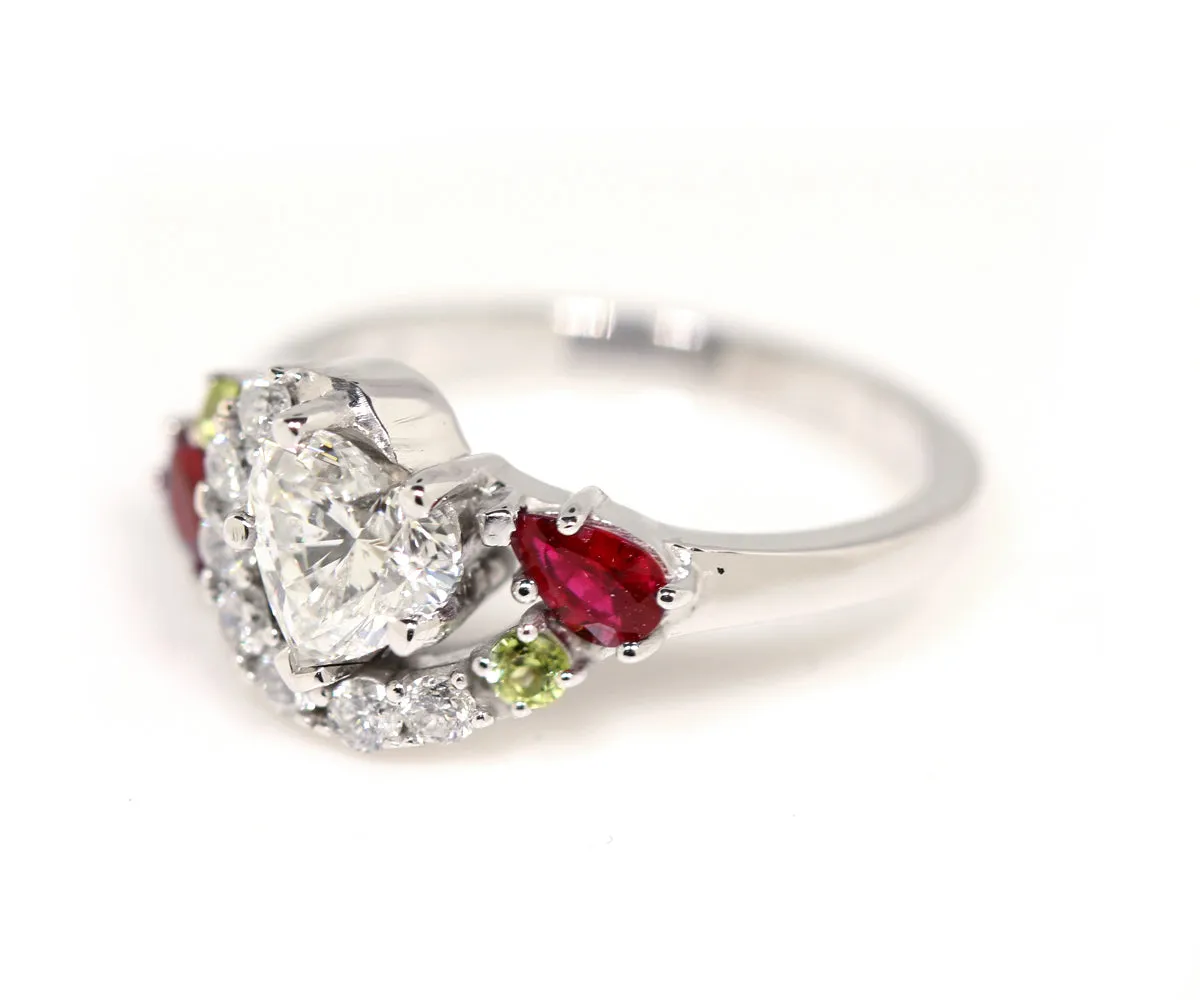 Heart Diamond Ruby Family Ring Redesigned