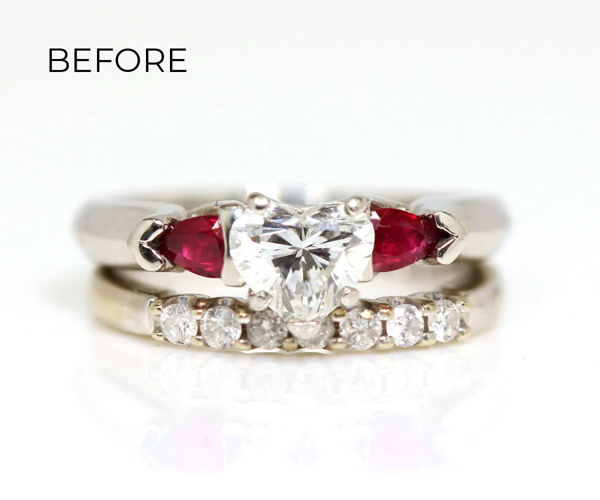 Heart Diamond Ruby Family Ring Redesigned