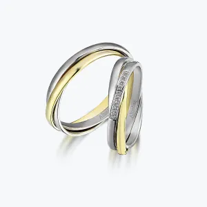 I&U Couple Gold Wedding Band Set