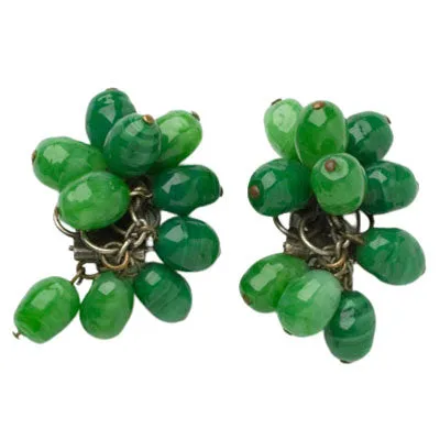 Jade Bead Dangling Earrings by Louis Rousselet