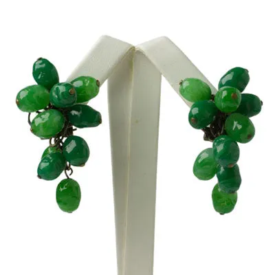 Jade Bead Dangling Earrings by Louis Rousselet