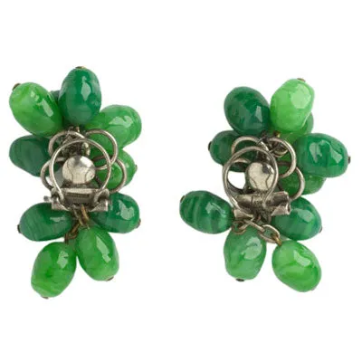 Jade Bead Dangling Earrings by Louis Rousselet