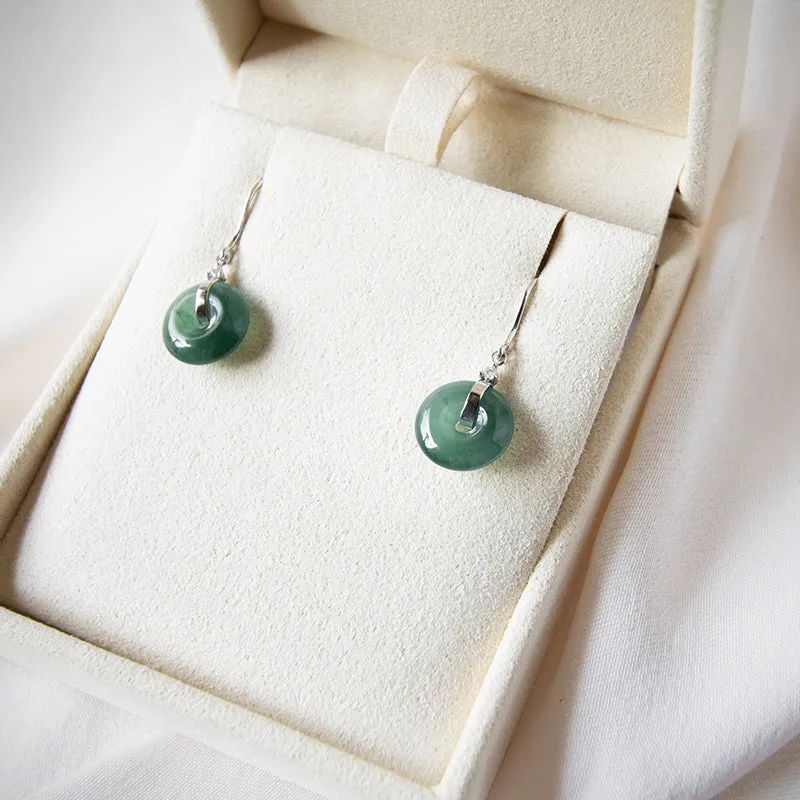 Jade Donut Diamond 14k White Gold Earrings