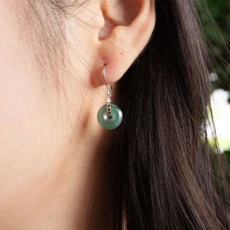 Jade Donut Diamond 14k White Gold Earrings